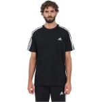 Czarne Koszulki sportowe męskie z motywem miast z krótkimi rękawami w paski eleganckie bawełniane na jesień marki adidas Performance w rozmiarze XL 