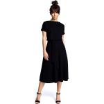 Czarne Sukienki midi damskie z wiskozy marki MOE w rozmiarze XL 