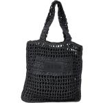 Czarne Shopper bags damskie plecione z tkaniny marki Msgm 