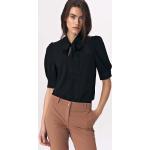 Czarne Bluzki damskie romantyczne marki Nife w rozmiarze XL 