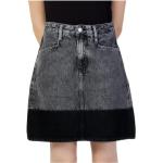 Czarne Spódnice damskie do prania w pralce gładkie eleganckie dżinsowe na jesień marki Calvin Klein Jeans 