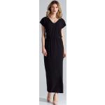 Czarne Długie sukienki damskie z elastanu z dekoltem w serek maxi marki Figl w rozmiarze XL 