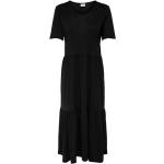Czarne Długie sukienki damskie do prania w pralce z krótkimi rękawami gładkie bawełniane maxi na wiosnę marki Jacqueline de Yong w rozmiarze XL 