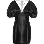 Czarne Eko Sukienki na zamek damskie z krótkimi rękawami z wiskozy z dekoltem w serek mini marki Rotate w rozmiarze XL 
