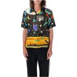 Wielokolorowe Koszule z lamówką męskie eleganckie jedwabne z klasycznym kołnierzykiem marki Palm Angels w rozmiarze XL 