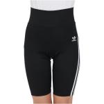 Czarne Krótkie spodnie damskie w paski sportowe na jesień marki adidas Adicolor w rozmiarze XL 