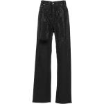 Czarne Zniszczone jeansy damskie z ozdobnym strasem marki GOLDEN GOOSE 