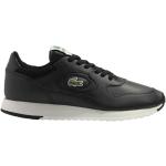 Czarne Sneakersy skórzane męskie w stylu casual marki Lacoste w rozmiarze 40 - wysokość obcasa od 3cm do 5cm 
