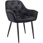 Przecenione Czarne Krzesła z podłokietnikami tapicerowane pikowane aksamitne marki ELIOR 