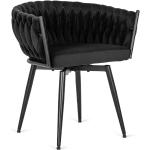 Czarne Krzesła z podłokietnikami tapicerowane w nowoczesnym stylu aksamitne marki ELIOR 