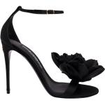 Czarne Sandały na wysokim obcasie damskie - typ obcasa: Szpilki eleganckie satynowe na lato marki Dolce & Gabbana w rozmiarze 39 