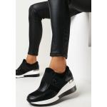 Przecenione Czarne Sneakersy na koturnie damskie ze skóry syntetycznej w rozmiarze 40 