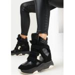 Przecenione Czarne Sneakersy na rzepy damskie Rzepy ze skóry syntetycznej w rozmiarze 40 