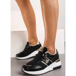 Przecenione Czarne Sneakersy na koturnie damskie ze skóry syntetycznej w rozmiarze 40 
