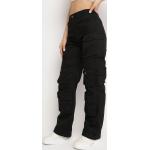 Przecenione Czarne Spodnie bojówki damskie proste w rozmiarze XL 