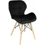 Przecenione Czarne Krzesła do jadalni tapicerowane w nowoczesnym stylu drewniane marki ELIOR 