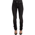 Czarne Wyprane Skinny Jeans z Średnim Stanem Gianfranco Ferré