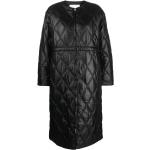 Czarne Płaszcze zimowe damskie pikowane w stylu casual marki Ganni w rozmiarze M 