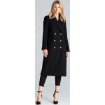 Czarne Klasyczne płaszcze damskie z wiskozy marki Figl w rozmiarze XL 