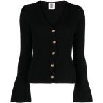 Czarne Swetry na guziki eleganckie z dekoltem w serek marki BY Malene Birger w rozmiarze L 