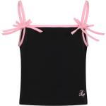Czarne Bluzki dziecięce na ramiączkach dla dziewczynek do prania w pralce haftowane eleganckie bawełniane marki Msgm 