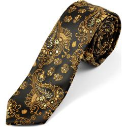 Czarny wzorzysty krawat z jedwabiu