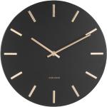 Czarny zegar ścienny ze wskazówkami w kolorze złota Karlsson Charm, ø 30 cm