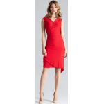 Czerwone Sukienki asymetryczne damskie z elastanu marki Figl w rozmiarze XL 