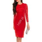 czerwona elegancka sukienka z koronką 337 -8