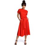 Czerwone Sukienki midi damskie z wiskozy marki MOE w rozmiarze XL 