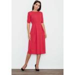 Czerwone Sukienki wizytowe damskie z wiskozy marki Figl w rozmiarze XL 