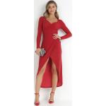 Przecenione Czerwone Sukienki o kroju kopertowym damskie w rozmiarze L 