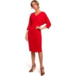 Czerwone Sukienki ołówkowe damskie z elastanu marki MOE w rozmiarze XL 