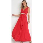 Przecenione Czerwone Sukienki rozkloszowane damskie maxi w rozmiarze uniwersalnym 