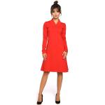 Czerwone Sukienki z długim rękawem damskie z długimi rękawami z elastanu marki MOE w rozmiarze XL 