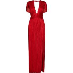 Czerwona Sukienka z Jedwabiu z Głębokim Dekoltem i Otwartym Tyłem Maria Lucia Hohan