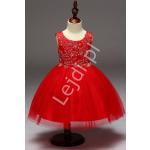 Czerwona sukienka z obfitą tiulową spódnicą dla dziewczynek