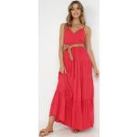 Przecenione Czerwone Sukienki z paskiem damskie w rozmiarze XL 