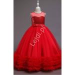 Czerwona Odzież dziecięca dla dziewczynki z falbankami elegancka tiulowa na wesele 