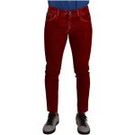 Czerwone Elastyczne jeansy męskie Skinny fit dżinsowe marki Dolce & Gabbana w rozmiarze M 