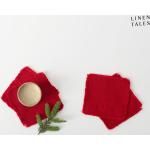 Przecenione Czerwone Podkładki na stół do prania ręcznego - 4 sztuki z lnu 