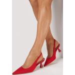Przecenione Czerwone Sandały na obcasie damskie ze skóry syntetycznej na lato w rozmiarze 40 