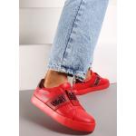Przecenione Czerwone Sneakersy damskie ze skóry syntetycznej marki Vices w rozmiarze 39 