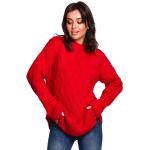 Czerwone Swetery półgolfy damskie marki MOE 