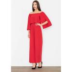 Czerwone Kombinezony damskie eleganckie z wiskozy marki Figl w rozmiarze L 