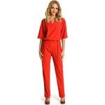 Czerwone Kombinezony damskie eleganckie z wiskozy marki MOE w rozmiarze XL 