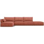 Czerwone Narożniki 4-osobowe tapicerowane w paski sztruksowe marki mazzini sofas 
