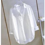 Białe Bluzki z długim rękawem damskie do prania ręcznego z długimi rękawami bawełniane na wiosnę w rozmiarze XL 