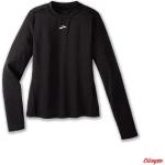 Przecenione Czarne Wodoodporne Wiatroszczelne Oddychające Bluzy do biegania damskie z długimi rękawami marki BROOKS-Sattel 