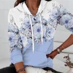 Fioletowe Bluzy sportowe damskie z motywem kwiatów z długimi rękawami w stylu biznesowym na jesień 